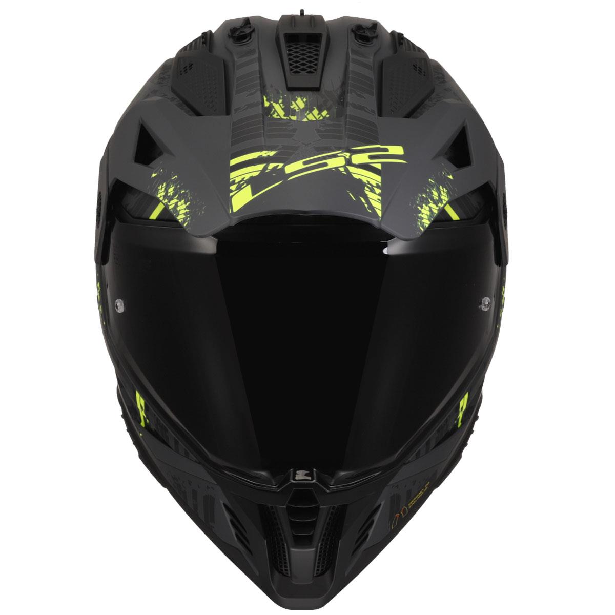 LS2 PIONEER 2 CRAZY MAT SİYAH-GRİ-NEON SARI KASK