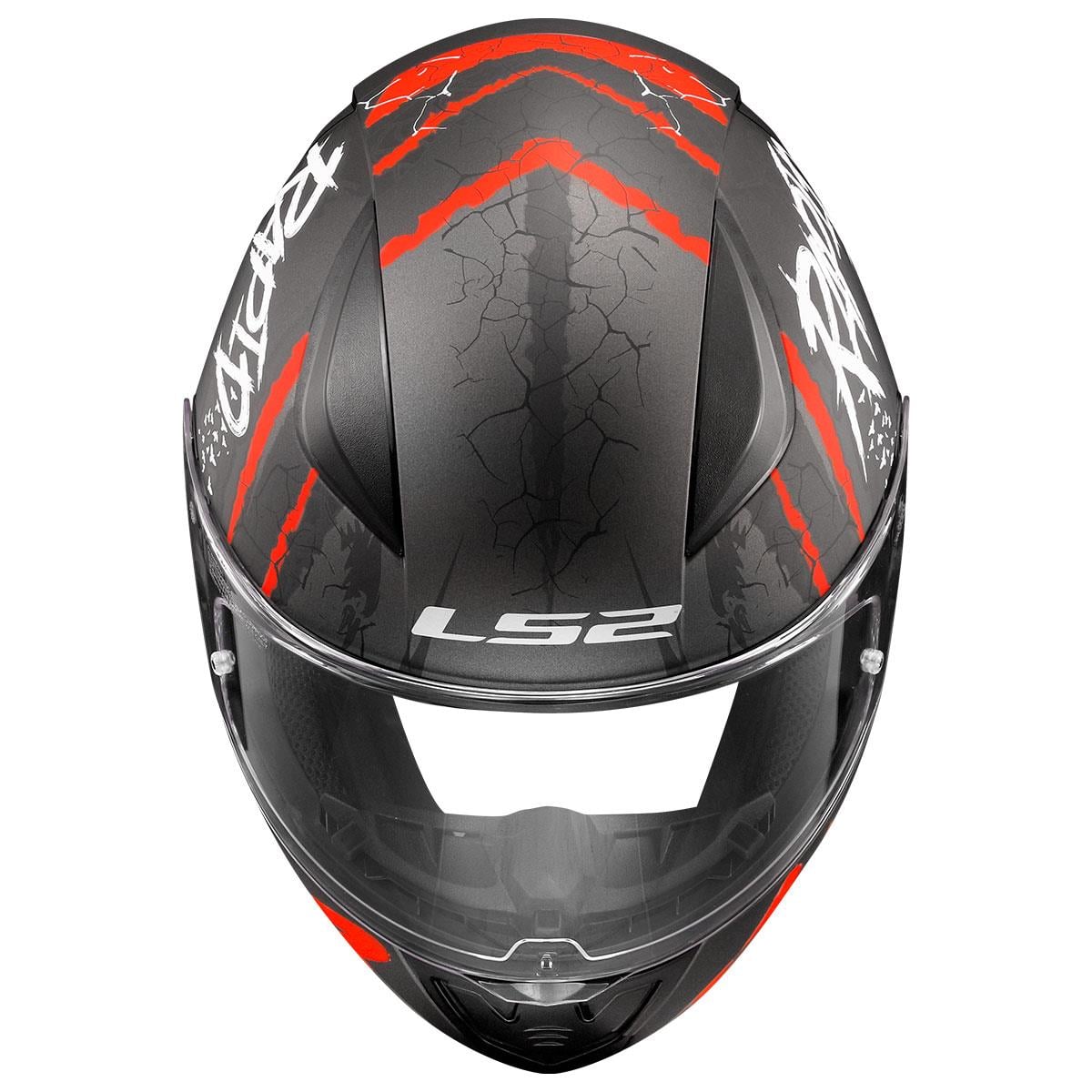 LS2 RAPID 2 RAVEN MAT SİYAH-BEYAZ-KIRMIZI KASK