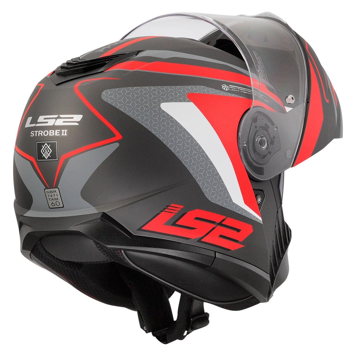 LS2 STROBE 2 PHANTOM MAT TITANIUM-GRİ-KIRMIZI KASK
