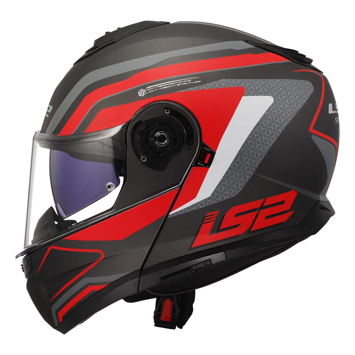 LS2 STROBE 2 PHANTOM MAT TITANIUM-GRİ-KIRMIZI KASK