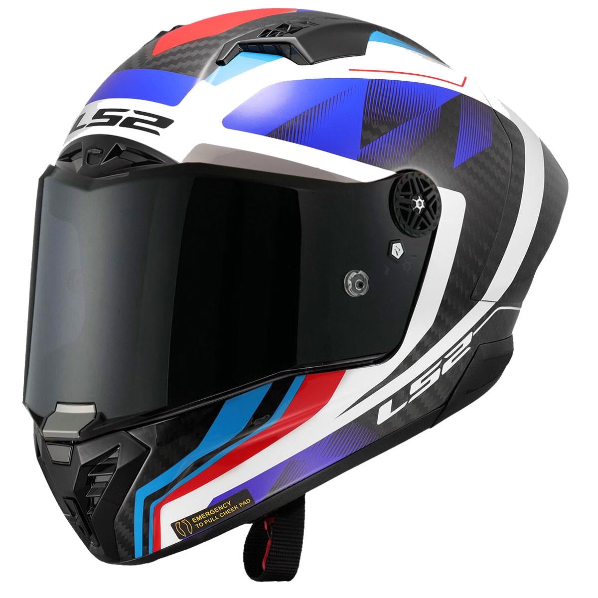 LS2 THUNDER KARBON GP AERO RAUTE MAVİ-KIRMIZI KASK