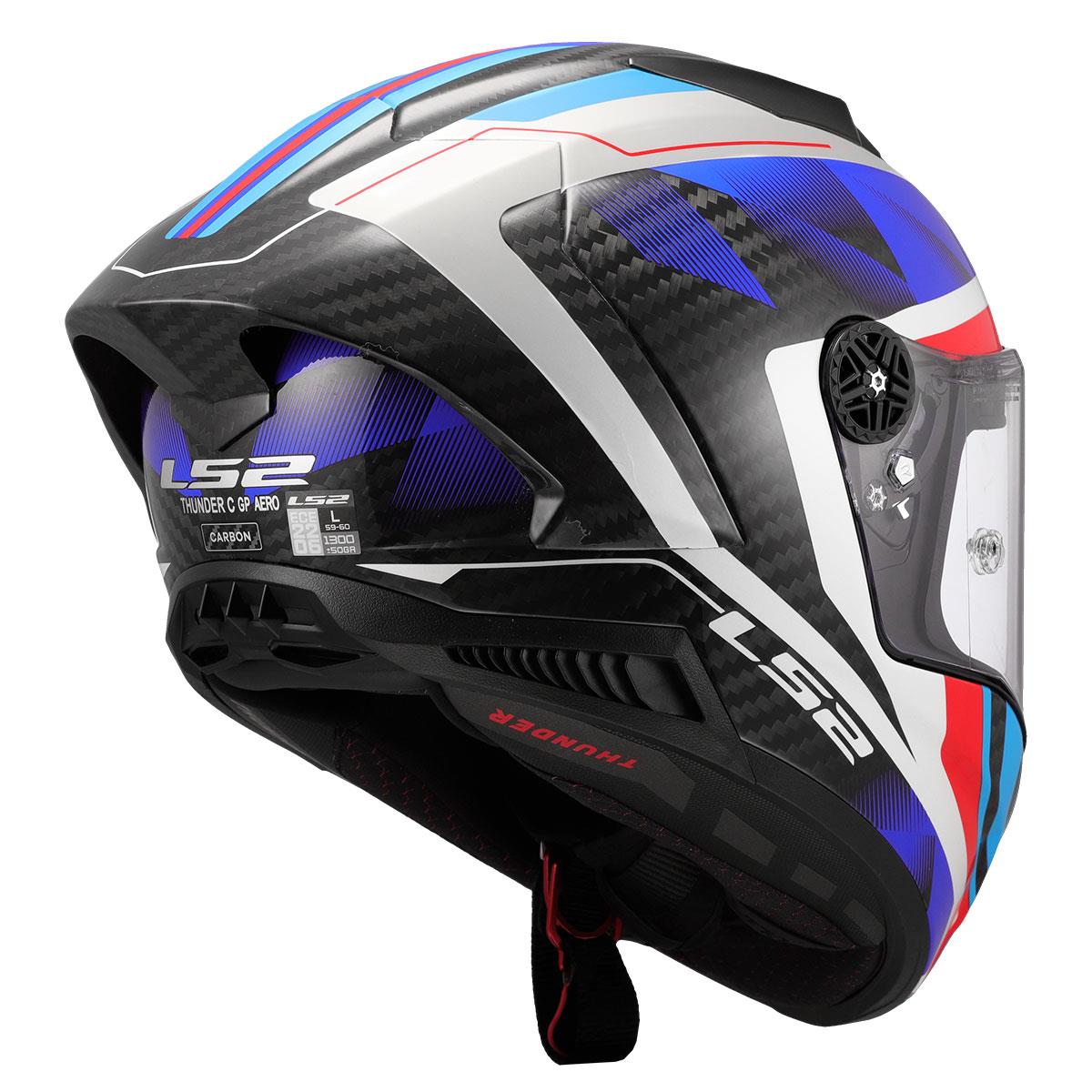 LS2 THUNDER KARBON GP AERO RAUTE MAVİ-KIRMIZI KASK