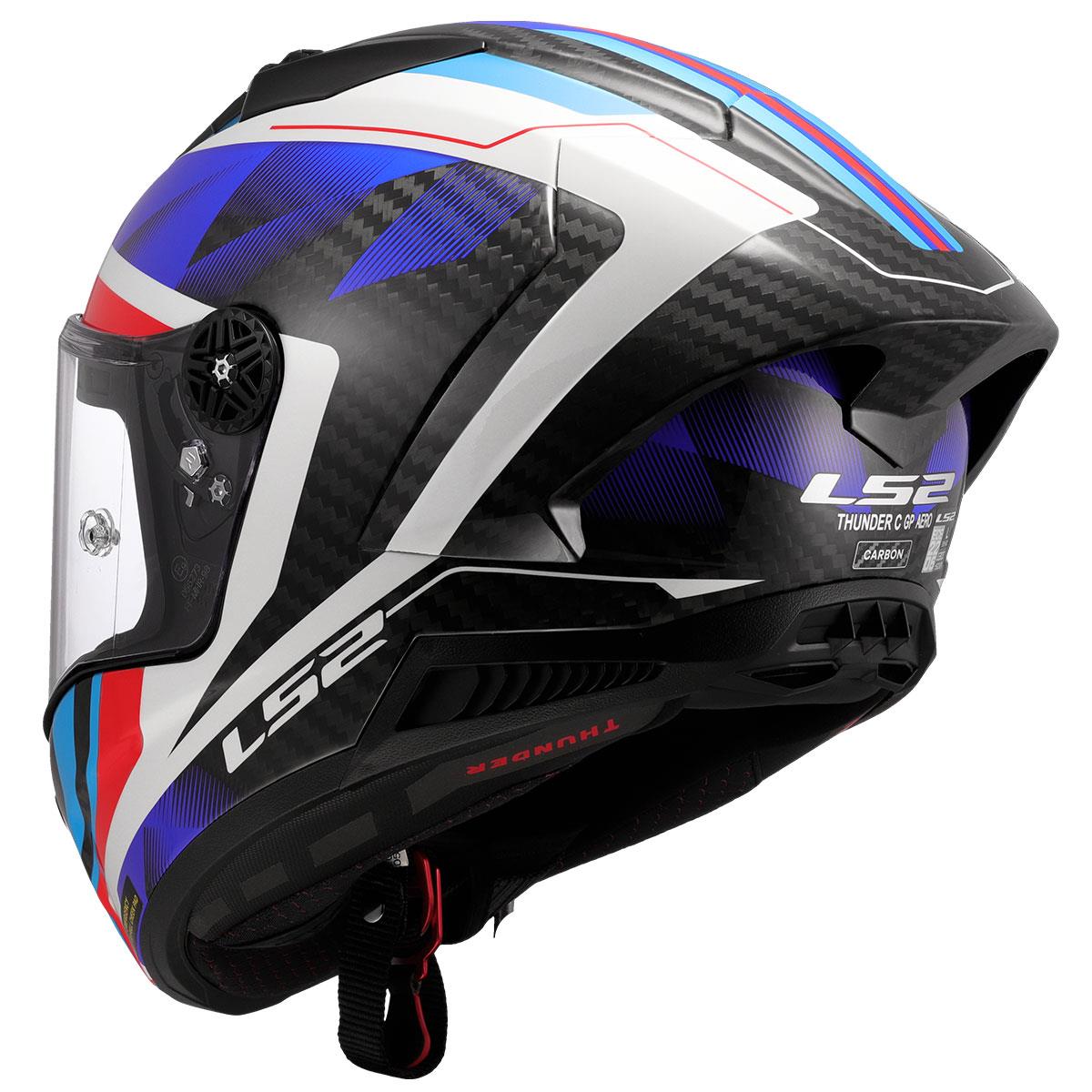 LS2 THUNDER KARBON GP AERO RAUTE MAVİ-KIRMIZI KASK
