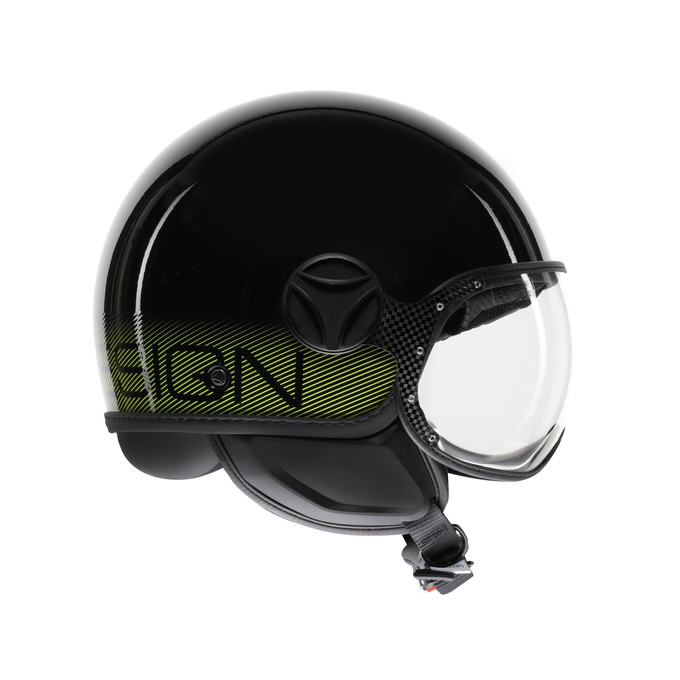MOMO KASK/ FGTR CLASSIC STRIPES BLK YLW FLUO
