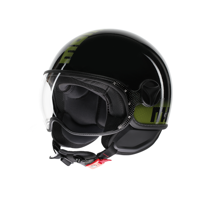 MOMO KASK/ FGTR CLASSIC STRIPES BLK YLW FLUO