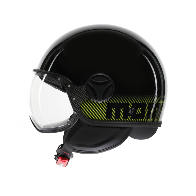 MOMO KASK/ FGTR CLASSIC STRIPES BLK YLW FLUO
