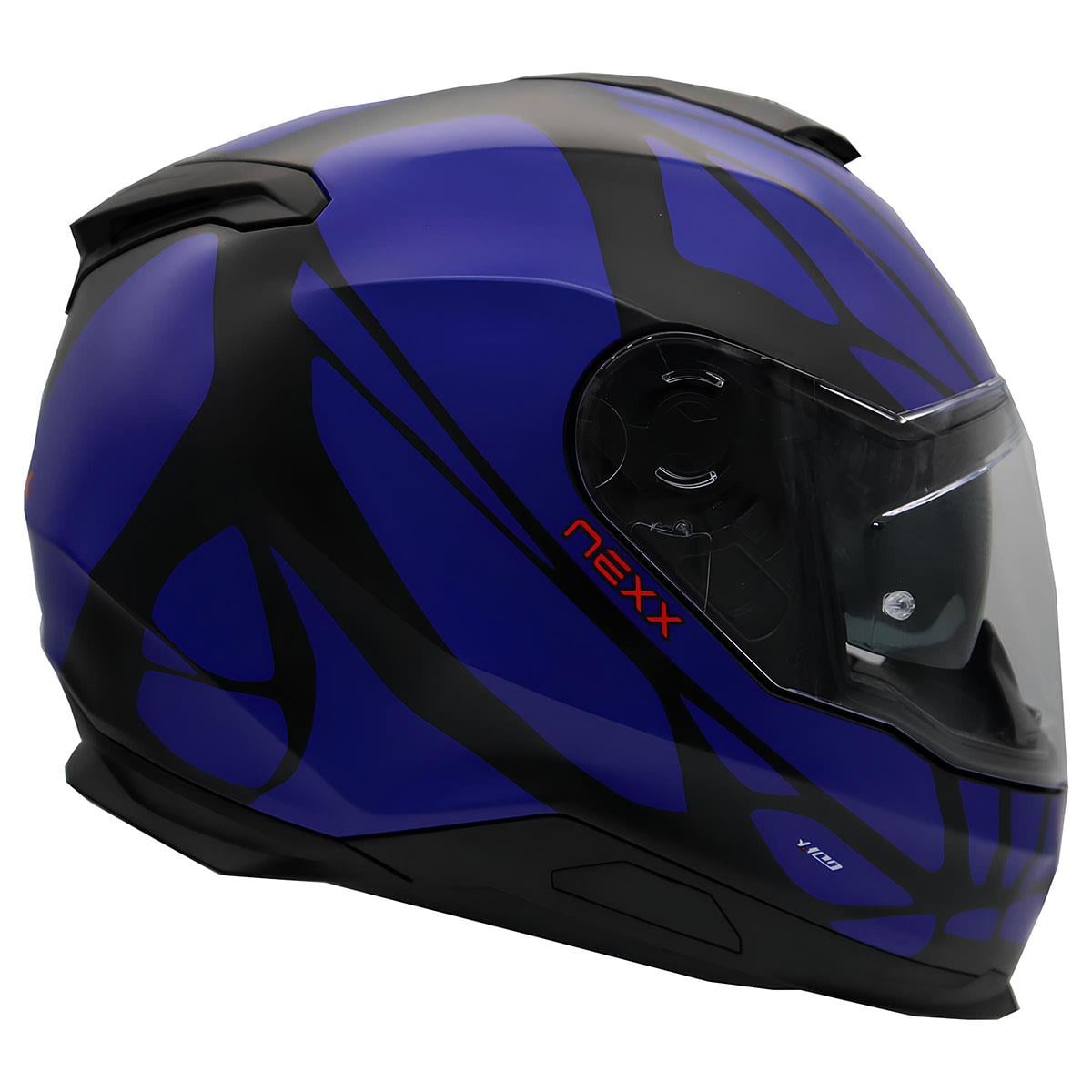 NEXX Y.100 B-SIDE MAT SİYAH-NAVY MAVİ KASK