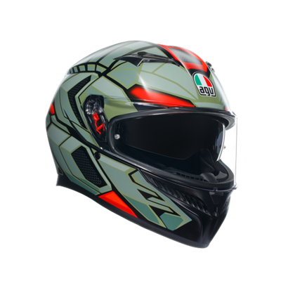 Agv K3 Decept Matt Black Green Red Kapalı Kask