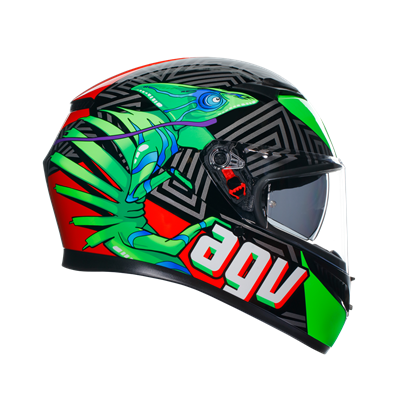 Agv K3 Kamaleon Black Red Green Kapalı Kask