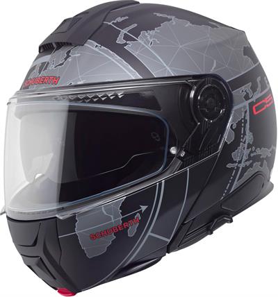 C5 Çene Açılır Motosiklet Kaskı Globe Black