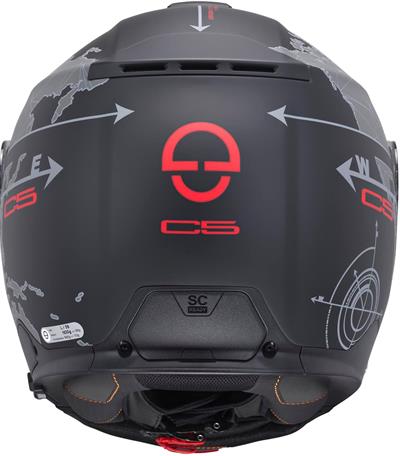 C5 Çene Açılır Motosiklet Kaskı Globe Black