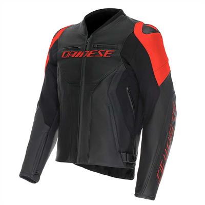 DAINESE CEKET RACING 5 LEATHER BLK BLK RED FLUO