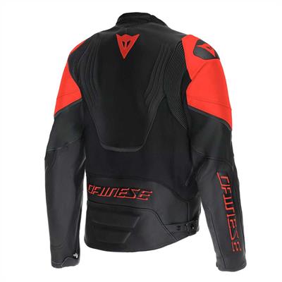 DAINESE CEKET RACING 5 LEATHER BLK BLK RED FLUO