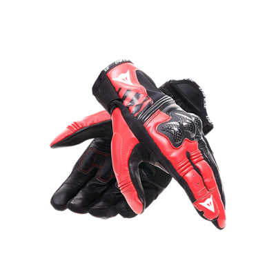 DAINESE ELD/ REACTO CARBON SHORT GLOVES BLACK/ RED LAVA