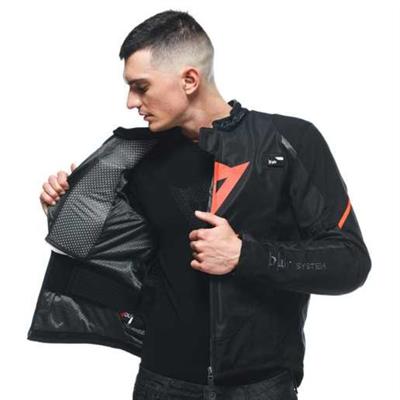 Dainese Smart Jacket LS Sport Black Fluo Red Airbag Tekstil Mont