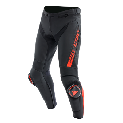 DAINESE/ SUPER SPEED LEATHER PANTS BLACK RED FLUO