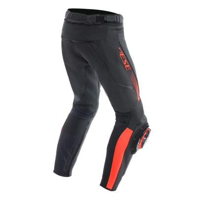 DAINESE/ SUPER SPEED LEATHER PANTS BLACK RED FLUO