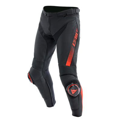 DAINESE/ SUPER SPEED LEATHER PANTS BLACK RED FLUO