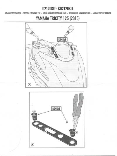 GIVI D2120KIT YAMAHA TRICITY 125-155 (14-24) RÜZGAR SİPERLİK BAĞLANTISI