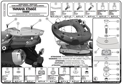 GIVI E333M YAMAHA XT 660Z TENERE (08-16) ARKA ÇANTA TAŞIYICI