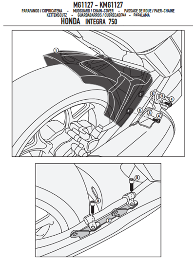 GIVI MG1127 HONDA INTEGRA 750 (14-20) ZİNCİR MUHAFAZA VE ÇAMURLUK