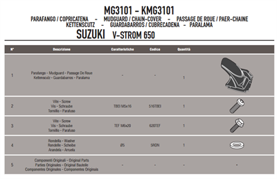 GIVI MG3101 SUZUKI DL 650 V-STROM (11-16) ZİNCİR MUHAFAZA VE ÇAMURLUK