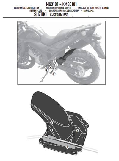 GIVI MG3101 SUZUKI DL 650 V-STROM (11-16) ZİNCİR MUHAFAZA VE ÇAMURLUK