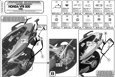 GIVI PL166 HONDA VFR 800 VTEC (02-11) YAN ÇANTA TAŞIYICI