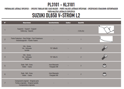 GIVI PL3101 SUZUKI DL 650 V-STROM (11-16) YAN ÇANTA TAŞIYICI