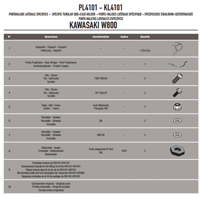 GIVI PL4101 KAWASAKI W 800 (11-17) YAN ÇANTA TAŞIYICI