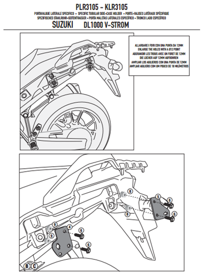 GIVI PLR3105 SUZUKI DL 1000 V-STROM (14-19) YAN ÇANTA TAŞIYICI