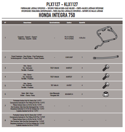 GIVI PLX1127 HONDA INTEGRA 750 (14-15) YAN ÇANTA TAŞIYICI