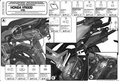 GIVI PLX166 HONDA VFR 800 VTEC (02-11) YAN ÇANTA TAŞIYICI