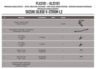 GIVI PLX3101 SUZUKI DL 650 V-STROM (11-16) YAN ÇANTA TAŞIYICI