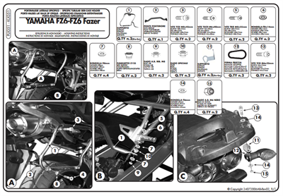 GIVI PLX351 YAMAHA FZ6 - FZ6 600 FAZER (04-06) YAN ÇANTA TAŞIYICI