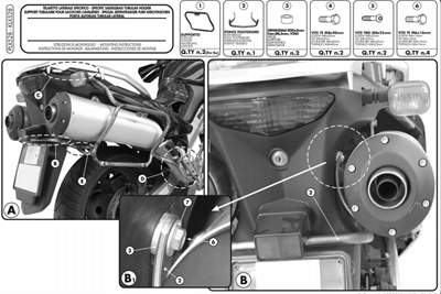 GIVI PLX528 SUZUKI DL 1000 V-STROM (02-11) KAWASAKI KLV 1000 (04-10) YAN ÇANTA TAŞIYICI