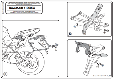 GIVI PLXR4100 KAWASAKI Z 1000 SX (11-21) YAN ÇANTA TAŞIYICI