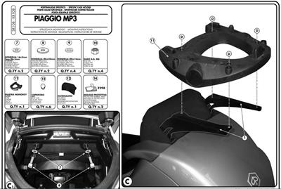 GIVI SR108 PIAGGIO MP3 125-250-300-400-500 (06-14) ARKA ÇANTA TAŞIYICI