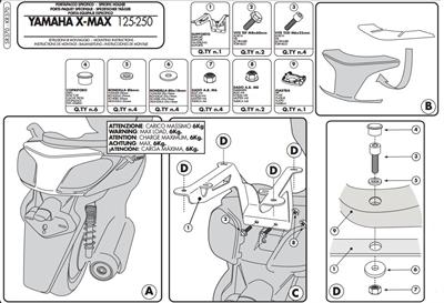 GIVI SR370 YAMAHA X-MAX 125-250 (10-13) ARKA ÇANTA TAŞIYICI