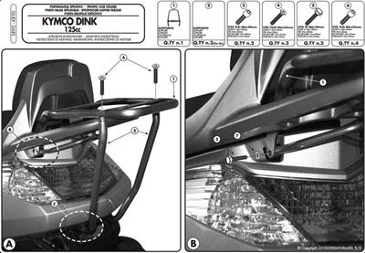 GIVI SR90 KYMCO DINK 50-125-200I (06-16) ARKA ÇANTA TAŞIYICI