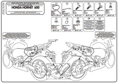 GIVI TE1102 HONDA HORNET 600 (11-13) - CBR 600 F (11-13) YAN KUMAŞ ÇANTA TAŞIYICI