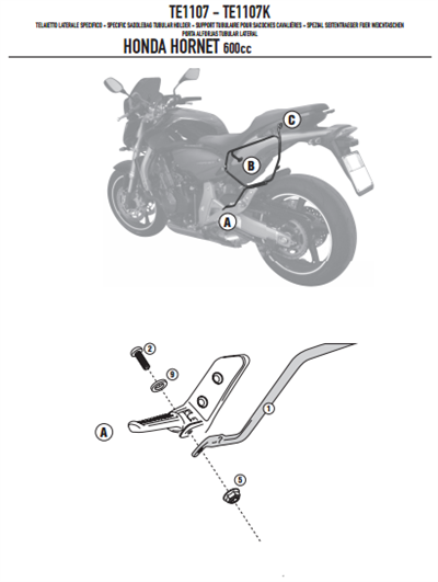 GIVI TE1107 HONDA HORNET 600 - 600ABS (07-10) YAN KUMAŞ ÇANTA TAŞIYICI