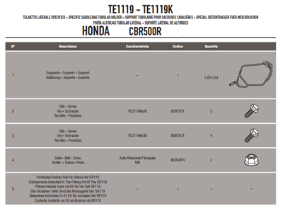 GIVI TE1119 HONDA CB 500F - CBR 500R (13-15) YAN KUMAŞ ÇANTA TAŞIYICI