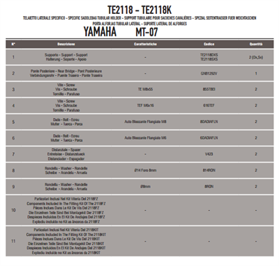 GIVI TE2118 YAMAHA MT-07 (14-17) YAN KUMAŞ ÇANTA TAŞIYICI