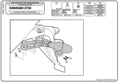 GIVI TE265 KAWASAKI Z 750 (07-14) YAN KUMAŞ ÇANTA TAŞIYICI