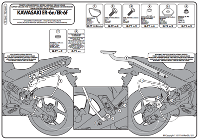 GIVI TE266 KAWASAKI ER-6N - ER-6F (09-11) YAN KUMAŞ ÇANTA TAŞIYICI