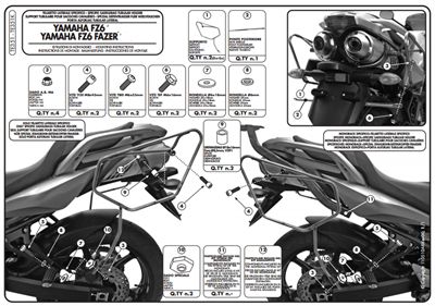 GIVI TE351 YAMAHA FZ6 S2 - FZ6 600 FAZER S2 (07-11) YAN KUMAŞ ÇANTA TAŞIYICI