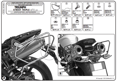 GIVI TE705 TRIUMPH STREET TRIBLE 675 (07-12) YAN KUMAŞ ÇANTA TAŞIYICI