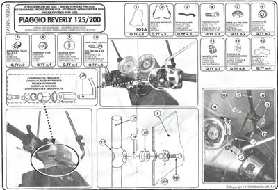 KAPPA A102A PIAGGIO BEVERLY 125-200 (01-04) RÜZGAR SİPERLİK BAĞLANTISI