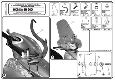 KAPPA A307AK HONDA SH 300I (07-10) RÜZGAR SİPERLİK BAĞLANTISI
